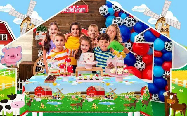 Alt view image 7 of 7 - Farm Animal Tablecloth,3pcs Barnyard Theme Tablecloths Set - Farm Animal Party Tablecloth,Farm Tablecloth & Farm Animals Tablecover, for Farm Party Decorations & Farm Birthday Decorations Supplies
