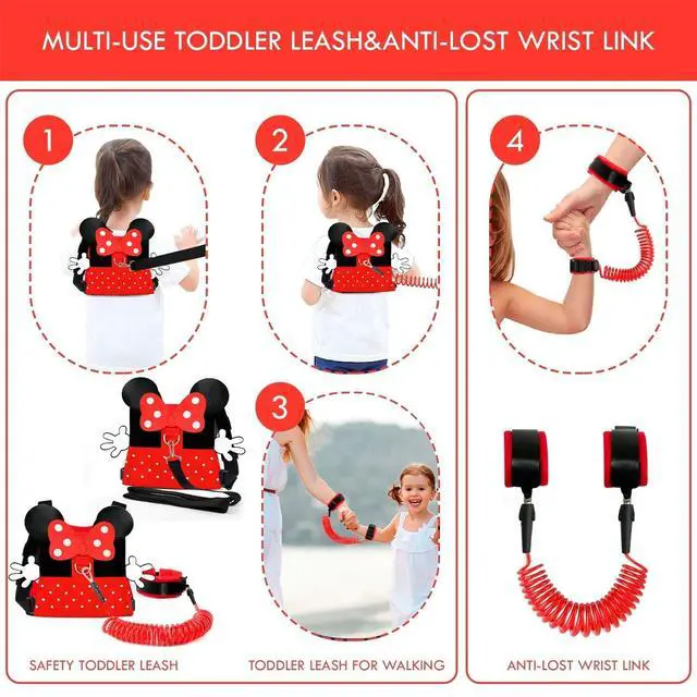 Alt view image 5 of 7 - Toddler Leash Harness, 3-in-1 Child Leashes for Toddlers Set - 2m Kids Leashes for Toddlers & Wrist Leash for Kids, Perfect for Travling Walking (7.8 '' x 7 '')