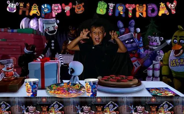 Alt view image 7 of 7 - 128 Pcs Five Nights at Freddy's Birthday Tableware Set - Five Nights at Freddy's Party Plates & Cups Tablecloth Napkins etc Five Nights at Freddy's Birthday Party Supplies