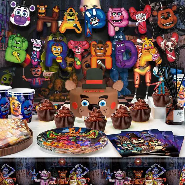 Alt view image 3 of 7 - 128 Pcs Five Nights at Freddy's Birthday Tableware Set - Five Nights at Freddy's Party Plates & Cups Tablecloth Napkins etc Five Nights at Freddy's Birthday Party Supplies