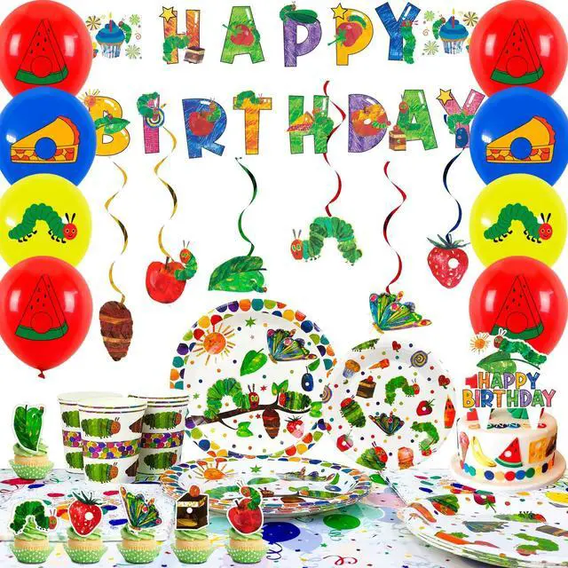 Main image of 10 Guests Caterpillar Birthday Tableware Hungry Caterpillar Party Supplies,117Pcs, Hungry Caterpillar Birthday Decorations, Caterpillar Party Supplies, Butterfly Party Decorations, Spring Party Plates