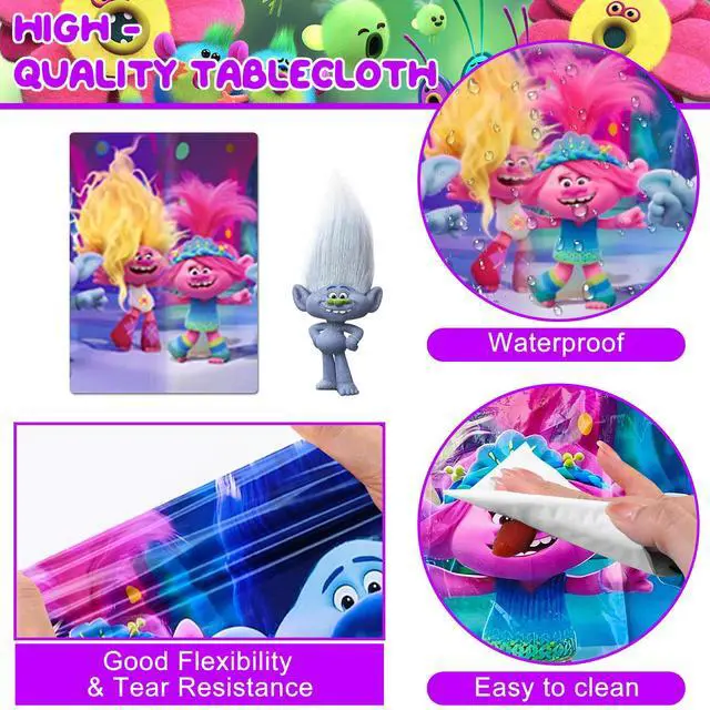 Alt view image 6 of 7 - Trolls Birthday Party Decorations Supplies, 112 Pcs Trolls Band Together Party Supplies Include Trolls Cake Topper Balloons Banner Plates Napkins Cups etc Trolls Party Decorations, for Girls & Boys