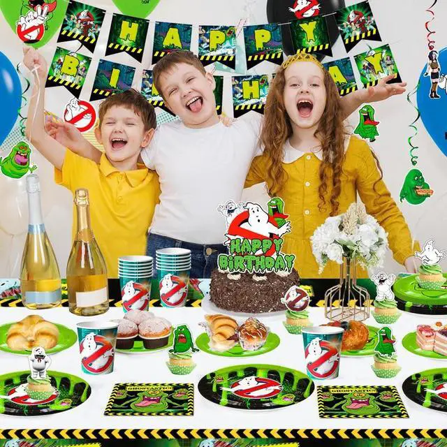 Alt view image 3 of 7 - Ghostbusters Birthday Party Supplies Kit - 117pcs Ghostbusters Birthday Plates Cups Napkins Tablecloth & Ghostbusters Balloons Banner Spirals etc Ghostbusters Party Decorations for kids