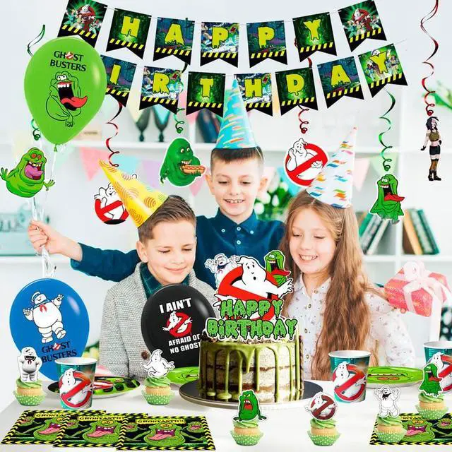 Alt view image 4 of 7 - Ghostbusters Birthday Party Supplies Kit - 117pcs Ghostbusters Birthday Plates Cups Napkins Tablecloth & Ghostbusters Balloons Banner Spirals etc Ghostbusters Party Decorations for kids