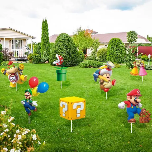 Alt view image 3 of 7 - Mario Birthday Party Supplies Mario Yard Signs With Stakes - 8pcs Mario Themed Yard Signs for Mario Party Decorations, Mario Birthday Decorations & Super Mario Outdoor Decorations Mario Party Favors