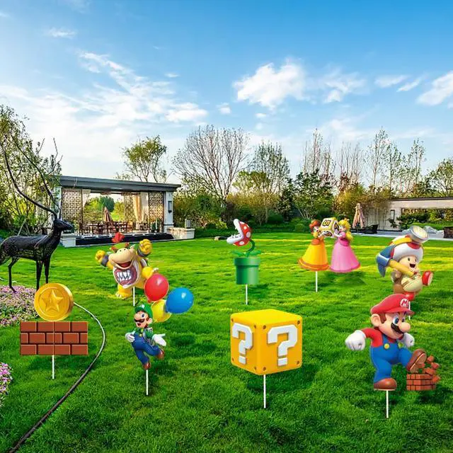 Alt view image 4 of 7 - Mario Birthday Party Supplies Mario Yard Signs With Stakes - 8pcs Mario Themed Yard Signs for Mario Party Decorations, Mario Birthday Decorations & Super Mario Outdoor Decorations Mario Party Favors