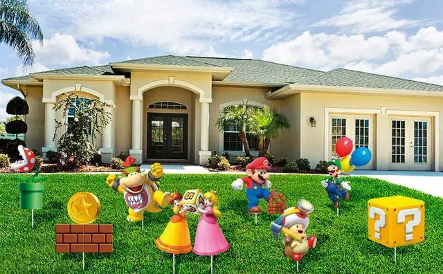 Alt view image 7 of 7 - Mario Birthday Party Supplies Mario Yard Signs With Stakes - 8pcs Mario Themed Yard Signs for Mario Party Decorations, Mario Birthday Decorations & Super Mario Outdoor Decorations Mario Party Favors