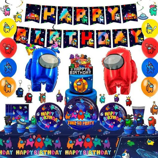 Main image of A-mong Us Party Decorations for Boys Kids-171pcs A-mong Us Birthday Party Supplies Includ A-mong Us Birthday Banner Balloons Plates Cups Tablecloth Cake Topper Stickers ect A-mong Us Party Supplies