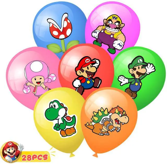 Main image of Super Mario Balloons, 28pcs Super Mario Birthday Balloons for Mario Birthday Party Supplies,Includes 7 Styles and Patterns, Great for Mario Party Decorations,Mario Bros Birthday Decorations