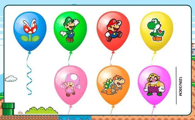 Alt view image 4 of 7 - Super Mario Balloons, 28pcs Super Mario Birthday Balloons for Mario Birthday Party Supplies,Includes 7 Styles and Patterns, Great for Mario Party Decorations,Mario Bros Birthday Decorations