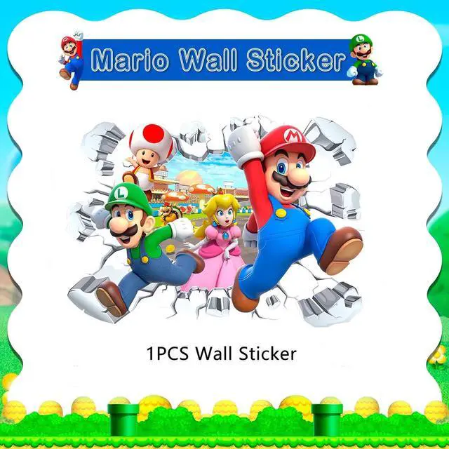 Alt view image 2 of 7 - Super Mario Wall Stickers, 1 Pcs Mario Wall Decal for Super Mario Party Decorations or Huge Mario Posters for Boys Room Nursery Livingroom and Door(14'' x 23.2'')