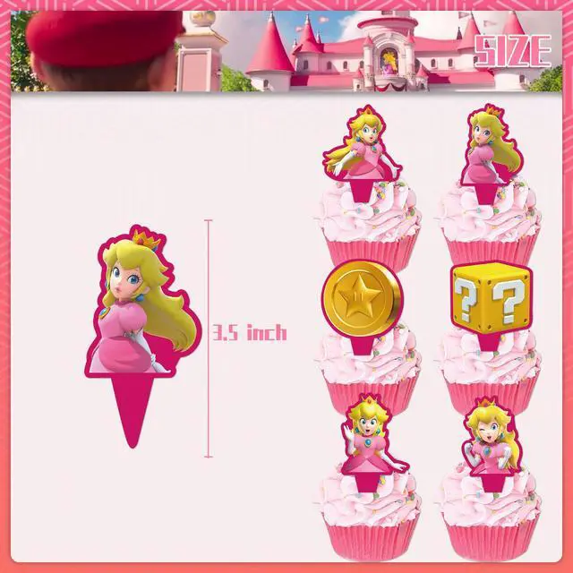 Alt view image 4 of 7 - Peach Princess Party Decoration Super Mario Birthday Cake Stand Kids Supply Set