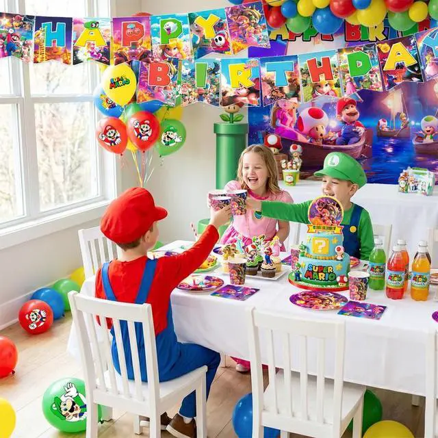 Alt view image 5 of 7 - Super Mario Birthday Party Decorations Tableware Backdrop Balloon Cake Toppers