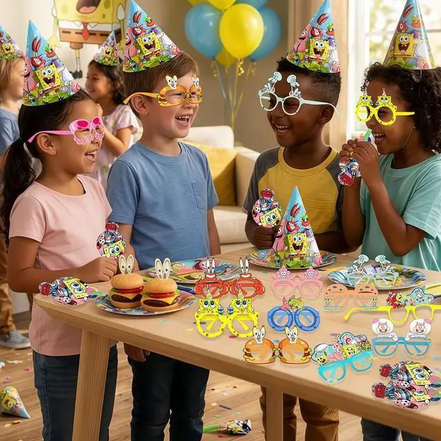 Alt view image 5 of 7 - SpongeBob Party Favors SpongeBob Party Decoration Glasses Hat Photo Booth Prop