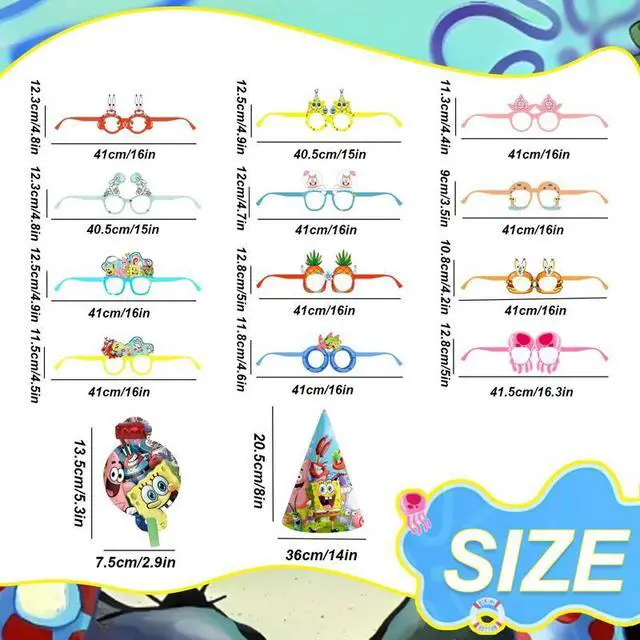 Alt view image 7 of 7 - SpongeBob Party Favors SpongeBob Party Decoration Glasses Hat Photo Booth Prop