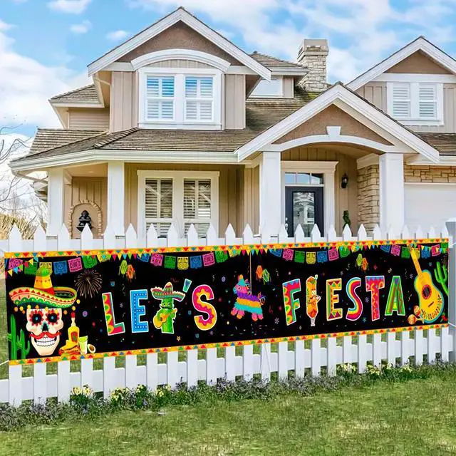 Alt view image 5 of 7 - Mexican Fiesta Yard Banner, 118''x19.6''Mexican Birthday Party Yard Banner, Mexican Fiesta Banner Yard Sign & Cinco de Mayo Fence Banner, for Mexican Fiesta Party Decorations/Cinco de Mayo Decorations