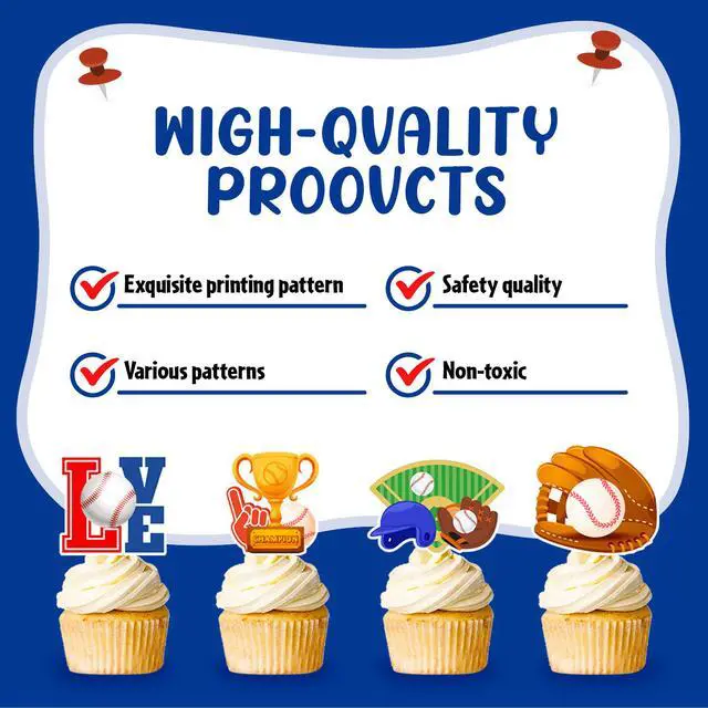Alt view image 3 of 7 - Baseball Cake Topper, 24 Baseball Cupcake Toppers Baseball Cupcake Decorations & 1 Baseball Cake Decorations Baseball Theme Cake Topper for Baseball Birthday Decorations & Baseball Party Decorations