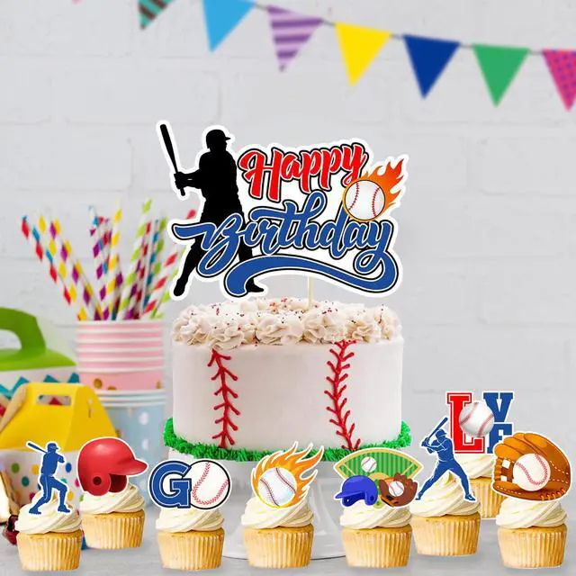 Alt view image 6 of 7 - Baseball Cake Topper, 24 Baseball Cupcake Toppers Baseball Cupcake Decorations & 1 Baseball Cake Decorations Baseball Theme Cake Topper for Baseball Birthday Decorations & Baseball Party Decorations