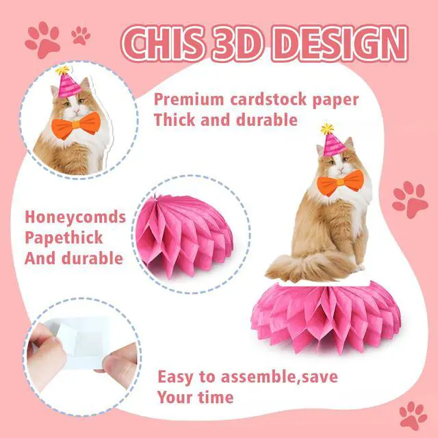 Alt view image 4 of 7 - Cat Party Honeycomb Decorations, 12pcs Cat Honeycomb Centerpieces/Cat Themed Honeycomb Decor/Cat Party Honeycomb Centerpieces, Cat Honeycomb Table Decor for Cat Birthday Party Decorations