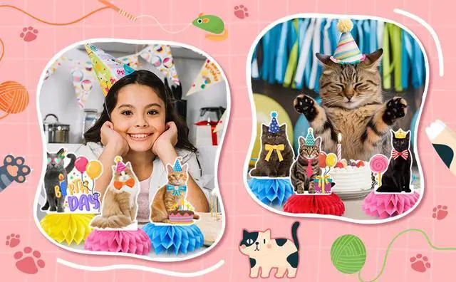 Alt view image 7 of 7 - Cat Party Honeycomb Decorations, 12pcs Cat Honeycomb Centerpieces/Cat Themed Honeycomb Decor/Cat Party Honeycomb Centerpieces, Cat Honeycomb Table Decor for Cat Birthday Party Decorations