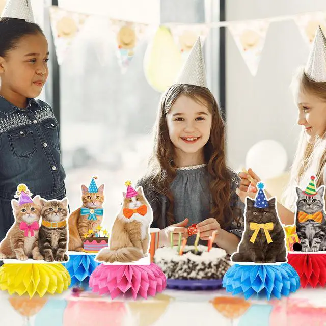 Alt view image 5 of 7 - Cat Party Honeycomb Decorations, 12pcs Cat Honeycomb Centerpieces/Cat Themed Honeycomb Decor/Cat Party Honeycomb Centerpieces, Cat Honeycomb Table Decor for Cat Birthday Party Decorations