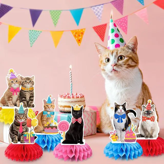 Alt view image 6 of 7 - Cat Party Honeycomb Decorations, 12pcs Cat Honeycomb Centerpieces/Cat Themed Honeycomb Decor/Cat Party Honeycomb Centerpieces, Cat Honeycomb Table Decor for Cat Birthday Party Decorations