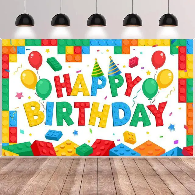 Main image of Building Block Backdrop,71'' x 43'' Building Block Birthday Backdrop Banner Building Block Photo Backdrop Building Blocks Party Backdrop, Building Block Theme Backdrop for Building Block Party Favors