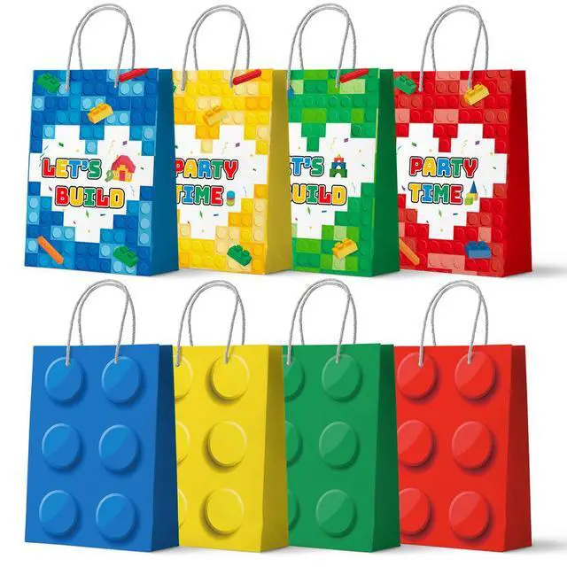 Alt view image 3 of 7 - Building Block Party Favor Bags,24 Pcs Building Block Gift Bags Set - Building Block Party Bags,Building Block Party Present Bags & Bricks Theme Paper Bag for Building Block Birthday Party Decorations