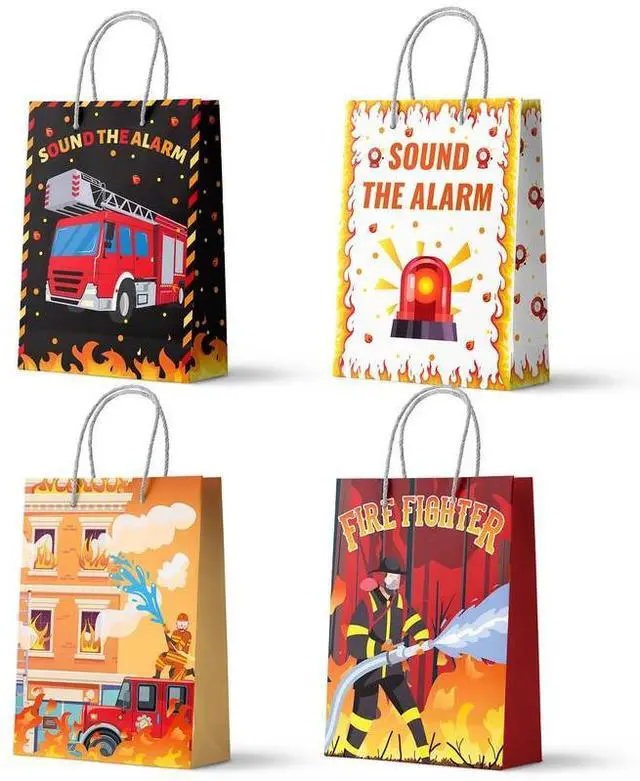 Main image of Firetruck Gift Bags, Fire Truck Party Favor Bags Set - Firetruck Birthday Gift Bags, Firefighter Party Bags & Fire Truck Goodie Bags for Fire Truck Birthday Decorations/Firefighter Party Decorations