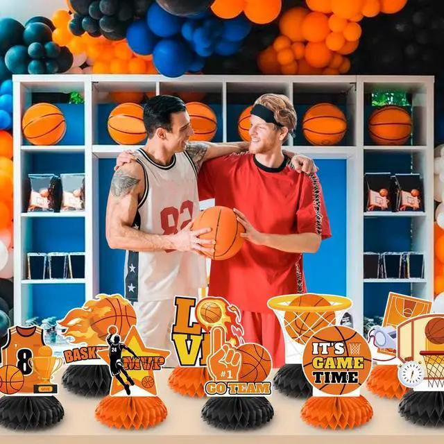 Alt view image 4 of 4 - Basketball Honeycomb Centerpiece, 9pcs Basketball Birthday Honeycomb Centerpiece, Basketball Party Honeycomb Centerpieces & Basketball Centerpieces for Table, for Basketball Party Decorations Supplies