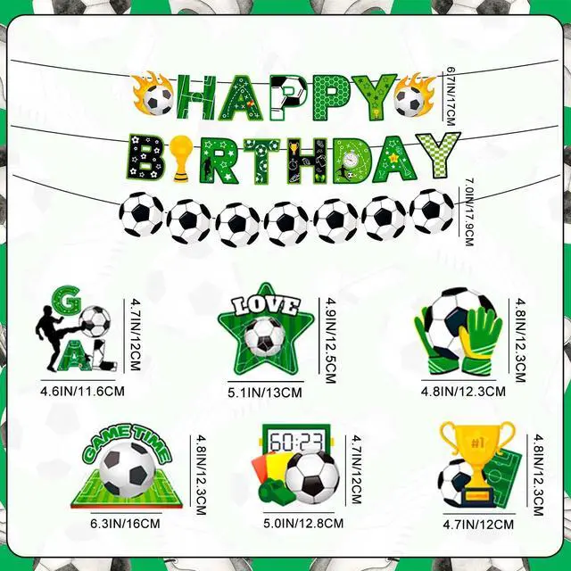 Alt view image 7 of 7 - Soccer Hanging Swirl, 8 Pcs Soccer Birthday Party Decorations Set - Happy Birthday Soccer Banner, Soccer Themed Hanging Foil Swirls & Soccer Garland for Soccer Birthday Party Supplies