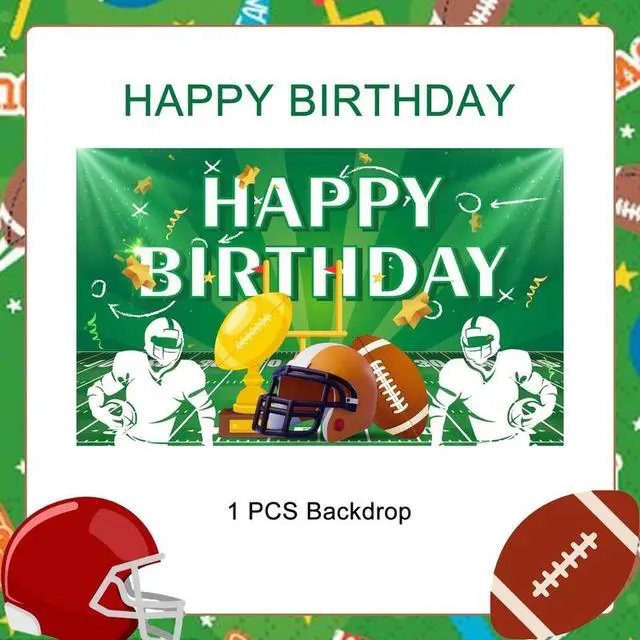 Alt view image 2 of 7 - Football Party Backdrop, 71x43'' Football Birthday Party Background, Happy Birthday Football Backdrop & Football Birthday Backdrop, for Football Party Decorations & Football Birthday Decorations