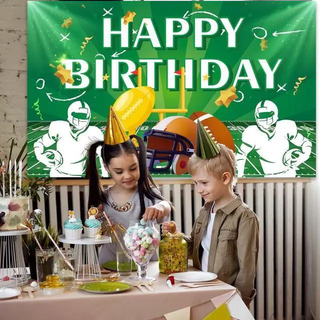 Alt view image 5 of 7 - Football Party Backdrop, 71x43'' Football Birthday Party Background, Happy Birthday Football Backdrop & Football Birthday Backdrop, for Football Party Decorations & Football Birthday Decorations