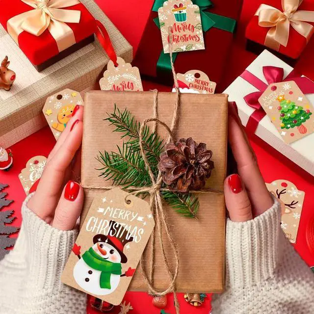 Alt view image 2 of 7 - Christmas Gift Tags with String, 102 Pcs Christmas Tags for Gifts Set - Xmas Gift Tags/Gift Tags for Christmas Presents & Christmas Tags Twine, for Christmas Party Decorations & Present Wrap