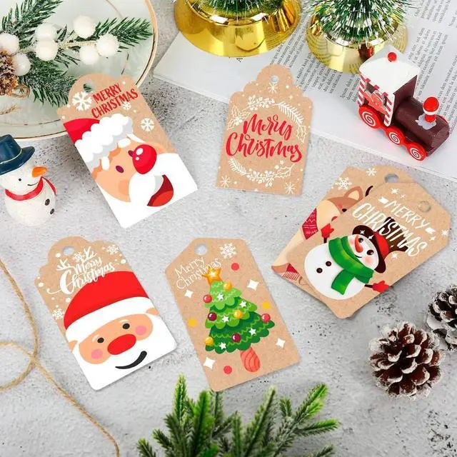 Alt view image 4 of 7 - Christmas Gift Tags with String, 102 Pcs Christmas Tags for Gifts Set - Xmas Gift Tags/Gift Tags for Christmas Presents & Christmas Tags Twine, for Christmas Party Decorations & Present Wrap