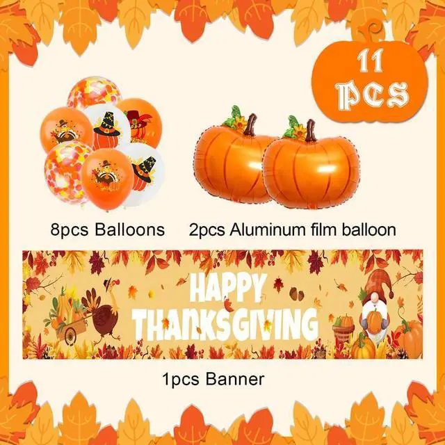 Alt view image 2 of 7 - Happy Thanksgiving Fence Banner,11pcs Thanksgiving Banners for Outside&Balloon Set-Outdoor Happy Thanksgiving Banner,Thanksgiving Decorations Balloons&Foil Thanksgiving Balloons for Thanksgiving Party