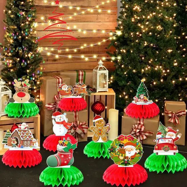 Alt view image 3 of 7 - Merry Christmas Honeycomb Centerpieces,9pcs Christmas Party Honeycomb Centerpieces,Christmas Honeycomb Table Centerpieces&Honeycomb Christmas Decorations for Christmas Table Decorations Indoor Outdor