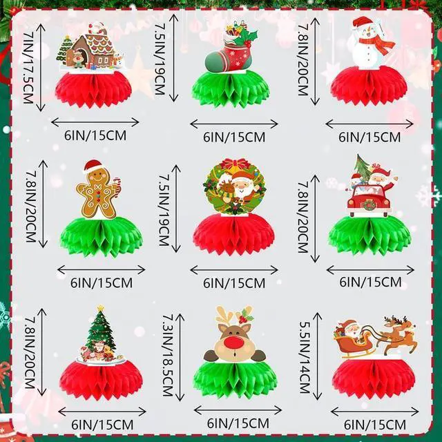 Alt view image 2 of 7 - Merry Christmas Honeycomb Centerpieces,9pcs Christmas Party Honeycomb Centerpieces,Christmas Honeycomb Table Centerpieces&Honeycomb Christmas Decorations for Christmas Table Decorations Indoor Outdor