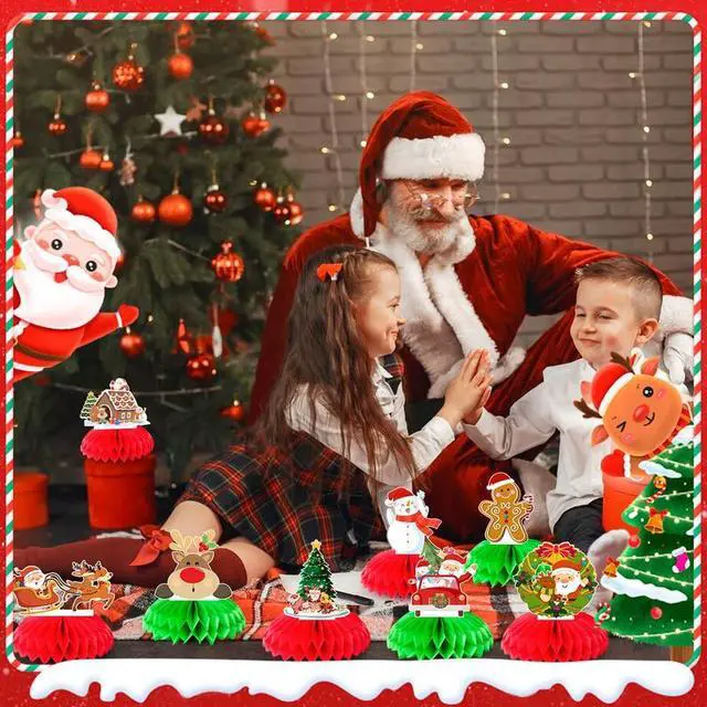 Alt view image 6 of 7 - Merry Christmas Honeycomb Centerpieces,9pcs Christmas Party Honeycomb Centerpieces,Christmas Honeycomb Table Centerpieces&Honeycomb Christmas Decorations for Christmas Table Decorations Indoor Outdor