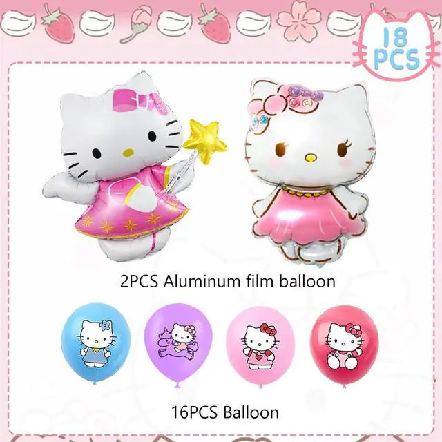 Alt view image 2 of 7 - Hello Kitty Balloon Party Decorations, 18 Pieces Hello Kitty Birthday Decoration Balloons Set - Hello Kitty Themed Party Latex Balloons and Foil Balloons for Kids Birthday Party Decorations Favors