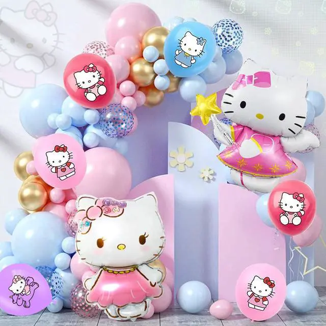 Alt view image 5 of 7 - Hello Kitty Balloon Party Decorations, 18 Pieces Hello Kitty Birthday Decoration Balloons Set - Hello Kitty Themed Party Latex Balloons and Foil Balloons for Kids Birthday Party Decorations Favors