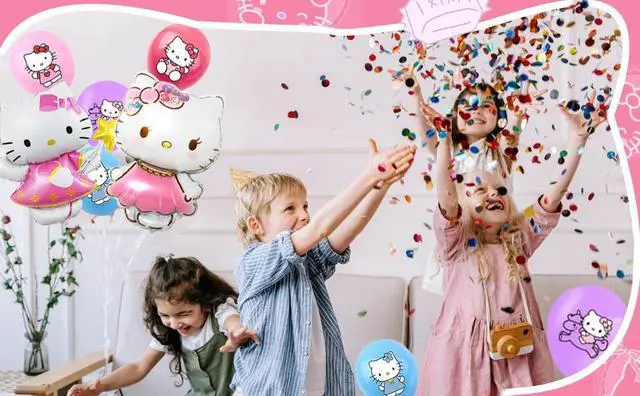 Alt view image 7 of 7 - Hello Kitty Balloon Party Decorations, 18 Pieces Hello Kitty Birthday Decoration Balloons Set - Hello Kitty Themed Party Latex Balloons and Foil Balloons for Kids Birthday Party Decorations Favors