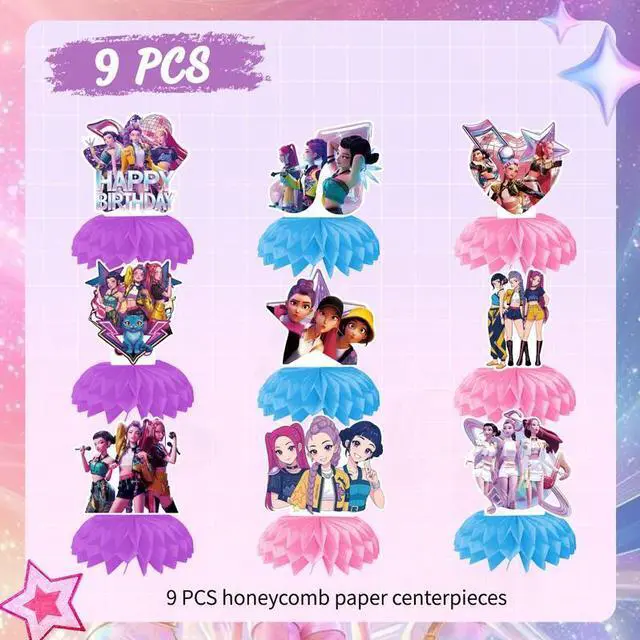 Alt view image 2 of 7 - Kpop Honeycomb Centerpieces Demon Music Hunter Party Decoration Birthday Supply