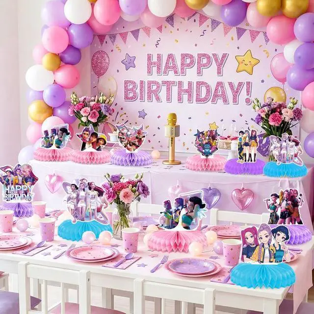 Alt view image 4 of 7 - Kpop Honeycomb Centerpieces Demon Music Hunter Party Decoration Birthday Supply