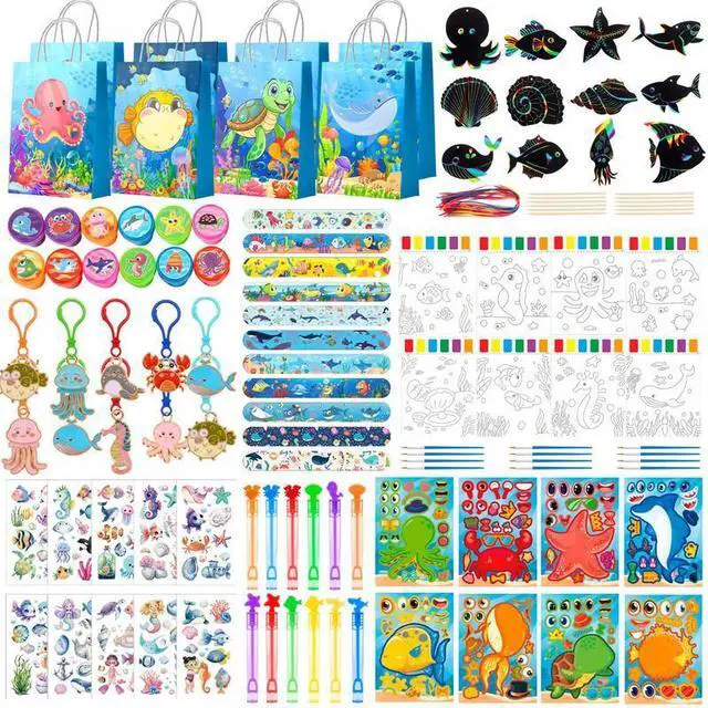 Main image of 120pcs Underwater World Party Decorations, Underwater World Party Favors- Underwater World Goodie Bags Key Chains Stickers etc Underwater World Party Supplies, for Underwater World Party