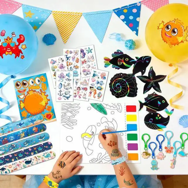 Alt view image 5 of 7 - 120pcs Underwater World Party Decorations, Underwater World Party Favors- Underwater World Goodie Bags Key Chains Stickers etc Underwater World Party Supplies, for Underwater World Party