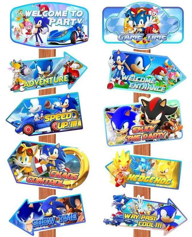Main image of Sonic Themed Party Directional Signs,20pcs Sonic Directional Signs, Sonic Party Signs & Sonic Party Directional Signs for Yard Outside Sonic Birthday Party Decorations Supplies