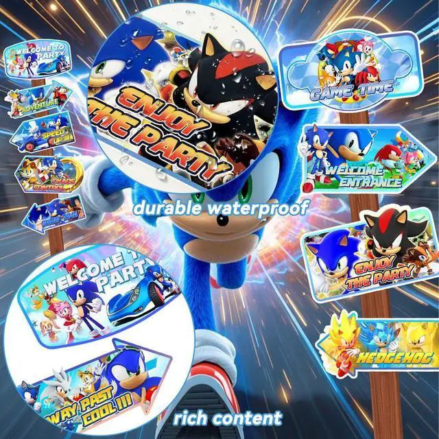 Alt view image 5 of 7 - Sonic Themed Party Directional Signs,20pcs Sonic Directional Signs, Sonic Party Signs & Sonic Party Directional Signs for Yard Outside Sonic Birthday Party Decorations Supplies