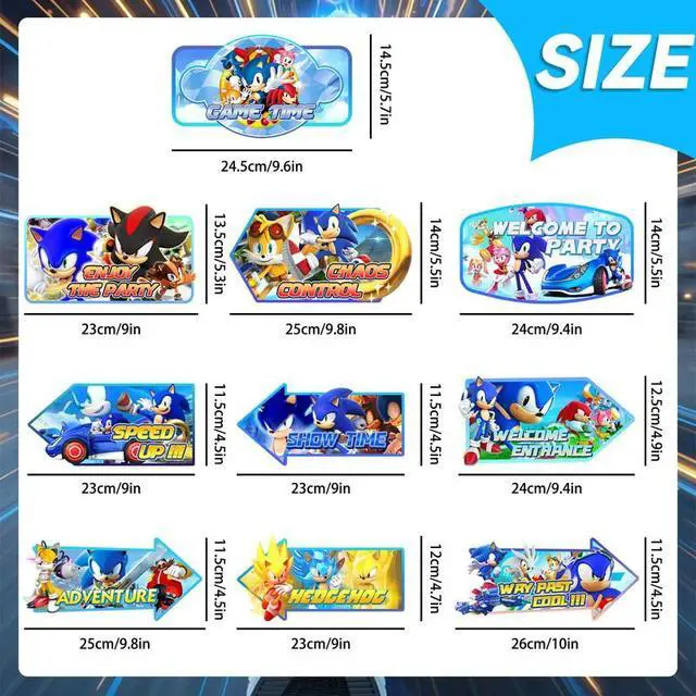 Alt view image 7 of 7 - Sonic Themed Party Directional Signs,20pcs Sonic Directional Signs, Sonic Party Signs & Sonic Party Directional Signs for Yard Outside Sonic Birthday Party Decorations Supplies