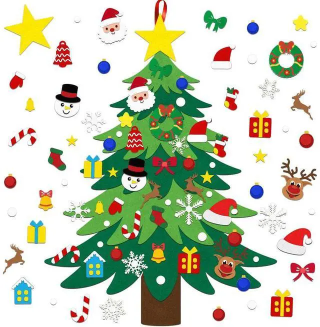 Main image of Christmas Tree Felt, 47pcs Christmas Decorations Set, Felt Christmas Tree for Christmas Party Decorations, Xmas Decorations Wall for Christmas Theme Party